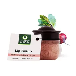 Organic Harvest Lip Scrub with Beetroot Extracts For Lightening & Brightening Dull Lips Infused with Natural Products to Repair Dark and Damaged Lips Best for Men & Women 100% Organic - 8gms