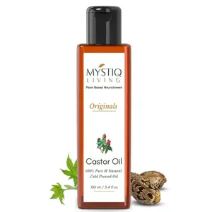 Mystiq Living Pressed Castor Oil for Hair Growth Eyebrow Growth Skin Care Moisturising Dry Skin Nails | 100% Pure & Natural - 100 ML