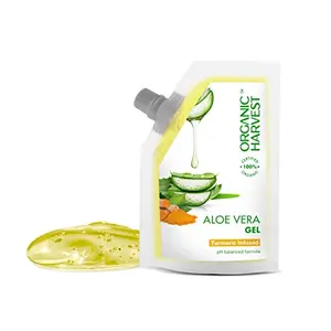 Organic Harvest Aloe Vera Gel: Turmeric | Hair & Skin Moisturizer | For Glowing Skin & Soft Hair | For Men & Women | 100% American Certified Organic | Sulphate & - 100gm