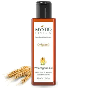 Mystiq Living Pressed Wheat Germ Oil for Hair Growth Skin & Body Care | 100% Pure & Natural - 50 ML
