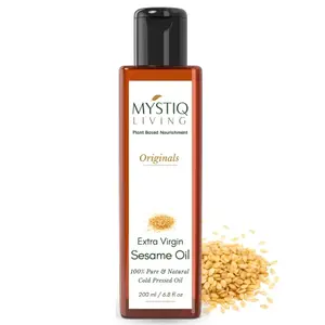 Mystiq Living Pressed Extra Virgin (Til/Gingelly) Oil for Hair Skin Body Massage - 200 ML | 100% Pure and Natural