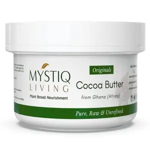 Mystiq Living Ghana Cocoa Butter Organic Raw & Unrefined for Body Lotion Stretch Marks Face Skin Body Lips - 220 GM