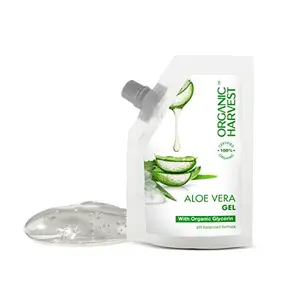 Organic Harvest Aloe Vera Gel: With Organic Glycerine | Moisturizer for Women and Men | Aloe Vera Gel for Face and Hair | 100% American Certified Organic | Sulphate & 100gm