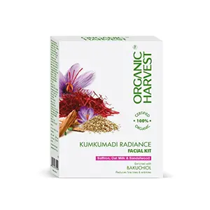 Organic Harvest Kumkumadi Radiance Facial Kit: Saffron Oat Milk & Sandalwood | Facial Kit For Women & Men | Anti-ageing | For Glowing Skin | 100% American Certified Organic | Sulphate & - 40gm