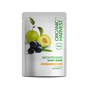 Organic Harvest Brightening Sheet : Kakadu Plum & Acai Berry | Sheet Mask for Glowing Skin | Skin Care for Women & Men| 100% American Certified Organic | 30ml