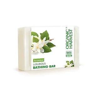 Organic Harvest Luxurious Bathing Bar: Jasmine | Jasmine Bathing for Gentle Cleansing | Jasmine for Relaxing Showers | 100% American Certified Organic | Sulphate & 125gm