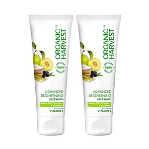 Organic Harvest Advanced Brightening Face Wash: Kakadu Plum Acai Berry & Rice Water | Vitamin C Face Wash | Acne Face Wash | Tan Removal Face Wash | 100% American Certified Organic-100g (Pack of 2)