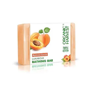Organic Harvest Luxurious Bathing Bar: Apricot Scrub | Apricot Scrub Bar for Clear Skin | Apricot Scrub Bar for Soft Skin | 100% American Certified Organic | Sulphate & 125gm