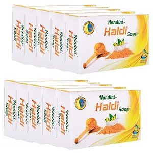 Nandini Herbal Haldi goodness of Turmeric & Coconut Oil For Man & Women 75g (Pack of 10)