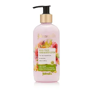 fabessentials Rose Tulsi Hand & Body Lotion | infused with Shea Butter | Moisturises & Softens Rough Skin Hand & Nail Cuticles - 300 ml