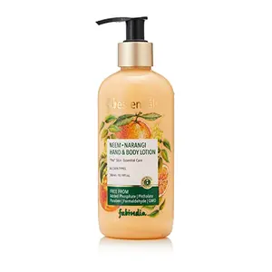 fabessentials Neem Narangi Hand & Body Lotion | infused with Shea Butter & Cocoa Seed Butter | Moisturises & Softens Rough Skin Hand & Nail Cuticles - 300 ml