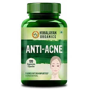 HIMALAYAN Organics Anti-Acne Supplement for Clear Glowing Skin | Antioxidant Rich | Purifier | Skin Wellness (120 Caps.)