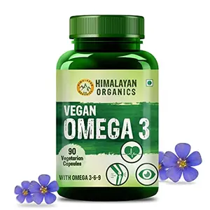 HIMALAYAN Organics Vegan Omega 3 6 9 For Men and Women | Nutrition Omega Supplement for Skin Eyes and Joints Health | Omega 3 Flaxseed oil 90 Caps.