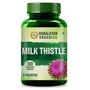 HIMALAYAN Organics Milk Thistle Extract Supplement For Men And Women With 800Mg Of Silybum Marianum For Healthy | Helps in Cleanse -120 Vegetarian Caps.