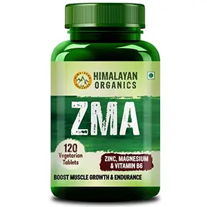 HIMALAYAN Organics ZMA (Zinc Magnesium Aspartate) Nighttime Sports Recovery Supplement - 120 Veg Tabs.