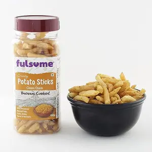 FULSOME - Crunchy Potato Sticks (Cream Onion) - Crispy Tasty & Healthy Vacuum Fried Snack | Rich in Vitamin A & Potassium | with preserved natural Colour Taste & Aroma | 100g Pack