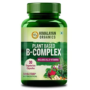 HIMALAYAN Organics Plant Based Vitamin B Complex with 100% RDA B1 B2 B3 B5 B6 B9 & B12 | Hair Growth Energy And (30 Caps.)