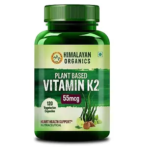 HIMALAYAN Organics Plant-Based Vitamin K2 Supplement Supports Stronger Bone & Health - 120 Veg Caps.