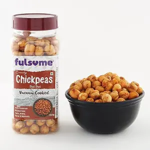 FULSOME - Crunchy Chickpeas (Peri Peri) - Crispy Tasty & Healthy Vacuum Fried Chickpeas | Rich in Protein & Fiber | with natural Colour Taste & Aroma | 150g Pack