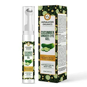 HIMALAYAN Organics Cucumber Under Eye Gel With Cooling Massage Roller For Dark Circles Fine Lines & Puffy Eyes With Vitamin E & Castor Oil - 15ml