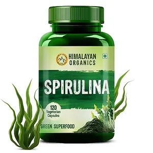 HIMALAYAN Organics Spirulina 2000mg Supplement | Green Food For Good Health Management And | Helps In Healthy - 120 Vegetarian Caps.