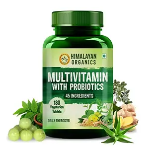 HIMALAYAN Organics Multivitamin with Probiotics - 45 Ingredients for Men And Women with Vitamin C D E B3 B12 Zinc Giloy And Biotin (180 Tabs.)