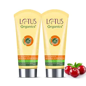 Lotus Organics+ Ultra Matte Mineral | Water Resistant & Sweat resistant | SPF 40 | PA+++ | 100g (Pack of 2)