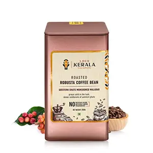 LocoKerala - Western Ghats Monsooned Malabar | Medium Dark Roast (Whole Bean) 350 g | Made with 100% AAA Grade Robusta Beans | Freshly Roasted Coffee Beans