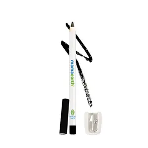 Mamaearth Long Stay Kohl Pencil Kajal Black Waterproof With Castor Oil & Chamomile For 11 Hour Smudge Free Stay With Sharpener Charcoal Black Matte Finish