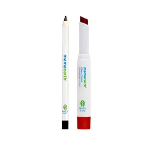 Mamaearth Bold Eyes + Lip Care Combo - Charcoal Black Long Stay Kohl & Cherry Tinted 100% Natural Lip Balm