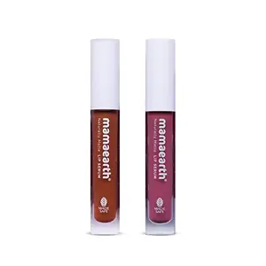 Mamaearth Matte For You Liquid Lipstick Combo with Vitamin C & E For Upto 12 Hour Long Stay - 05 Pink Daffodil & 01 Caramel Nude - 3 ml + 3ml