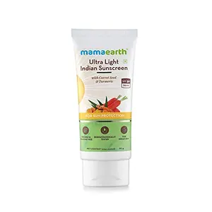 Mamaearth Ultra Light Indian Sunscreen Cream with Carrot Seed Turmeric and SPF 50 PA+++ (80ml)