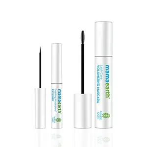 Mamaearth Everyday Eye Essentials Combo - (Mamaearth Soothing Waterproof Eyeliner - 3.5 ml + Mamaearth Lash Care Volumizing Mascara - 13 g)