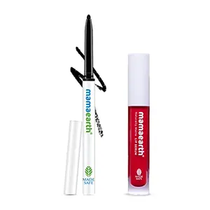 Mamaearth Bold Eye & Lip duo with Charcoal Black Long Stay Kajal & Beet it Red Naturally Matte Lip Serum