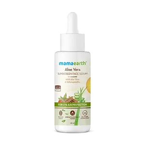 Mamaearth Aloe Vera Sunscreen Face Serum with SPF 55 with Aloe Vera & Ashwagandha for UVA& B Protection - 30 ml