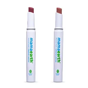 Mamaearth Matte Lipstick Combo with Avocado Oil & Vitamin E for 12 Hour Long Stay- 09 Espresso Brown & 02 Plum Punch (2 g + 2 g)