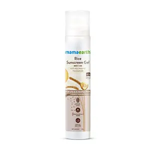 Mamaearth Rice Sunscreen Gel With SPF 50 PA +++ with Rice Water & Niacinamide for UVA & UVB Protection No White Cast Lighweight for all skin types - 50 g