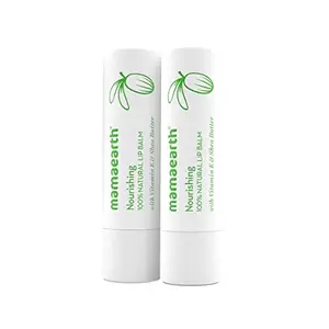 Mamaearth Nourishing 100% Natural Lip Balm with Vitamin E and Shea Butter 4 g - (Pack Of 2)