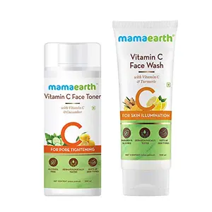 Mamaearth Vitamin C Glowing Skin Combo(Vitamin C - Face Wash 100ml + Toner 200ml)