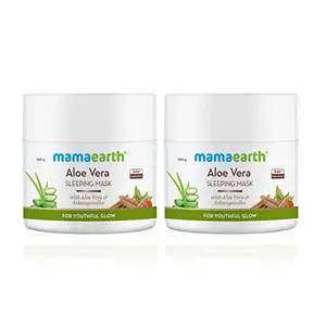 Mamaearth Aloe Vera Sleeping MaskNight Cream with Aloe Vera & Ashwagandha for a Youthful Glow (Pack of 2) - 100 g