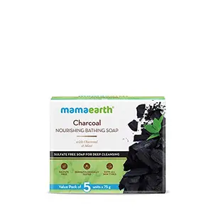 Mamaearth Charcoal Nourishing Soap With Charcoal and Mint for Deep Cleansing - 5x75g