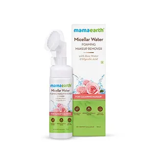 Mamaearth Micellar water foaming makeup remover with rose water and glycolic acid for daily face wash and make up cleansing - 150ml