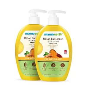 Mamaearth Ubtan Sunscreen Body Lotion SPF 30 with Turmeric & Saffron for Glowing Skin  300 ml (Pack of 2)