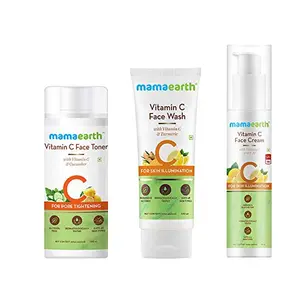 Mamaearth Vitamin C Skincare Facial Kit (Vitamin C - Face Wash 100ml + Face Toner 200ml + Face Cream 50g)