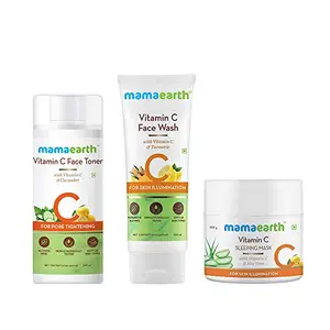 Mamaearth Vitamin C Overnight Skin Glow Facial Kit(Vitamin C - Face Wash 100ml + Toner 200ml + Sleeping Mask 100g)
