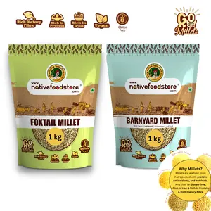 Native Food Store Millet Combo Pack 2KG | Natural Grains Combo Pack of 2 | Foxtail 1KG Barnyard 1KG | Native Low GI Millet Rice | Nutrient Powerhouse High Protein & 100% More Fibre Than Rice
