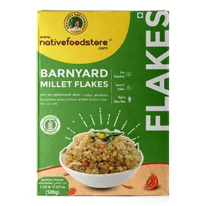 Nativefoodstore Kuthiraivali/Barnyard Millet (Poha) Flakes for Breakfast - 500g Healthy Breakfast with Millets | Gluten Free | Cereal Flakes | High Fibre