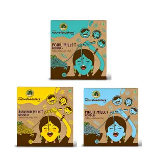 Native Foodstore Millet Noodles Combo-Kambu/Kuthiraivali/ Multi Millet- 3 pcs (210gms x 3) | No Artificial Flavour | Colour | Maida & Sugar | Healthy and Low in Calories