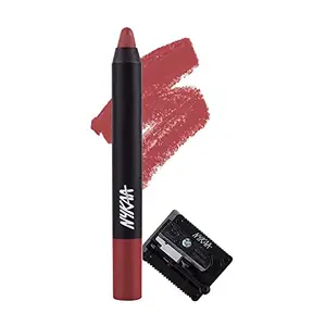 Nykaa MATTE-ilicious Lip Crayon - Jade Rose (2.8gm) shade No 11 With Prove Your Point Cosmetic Sharpener