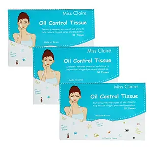Miss Claire Oil Control Tissue/Oil Absorbent Dry Paper Wipes for Men and Women (150 Tissues/Pack of 3)